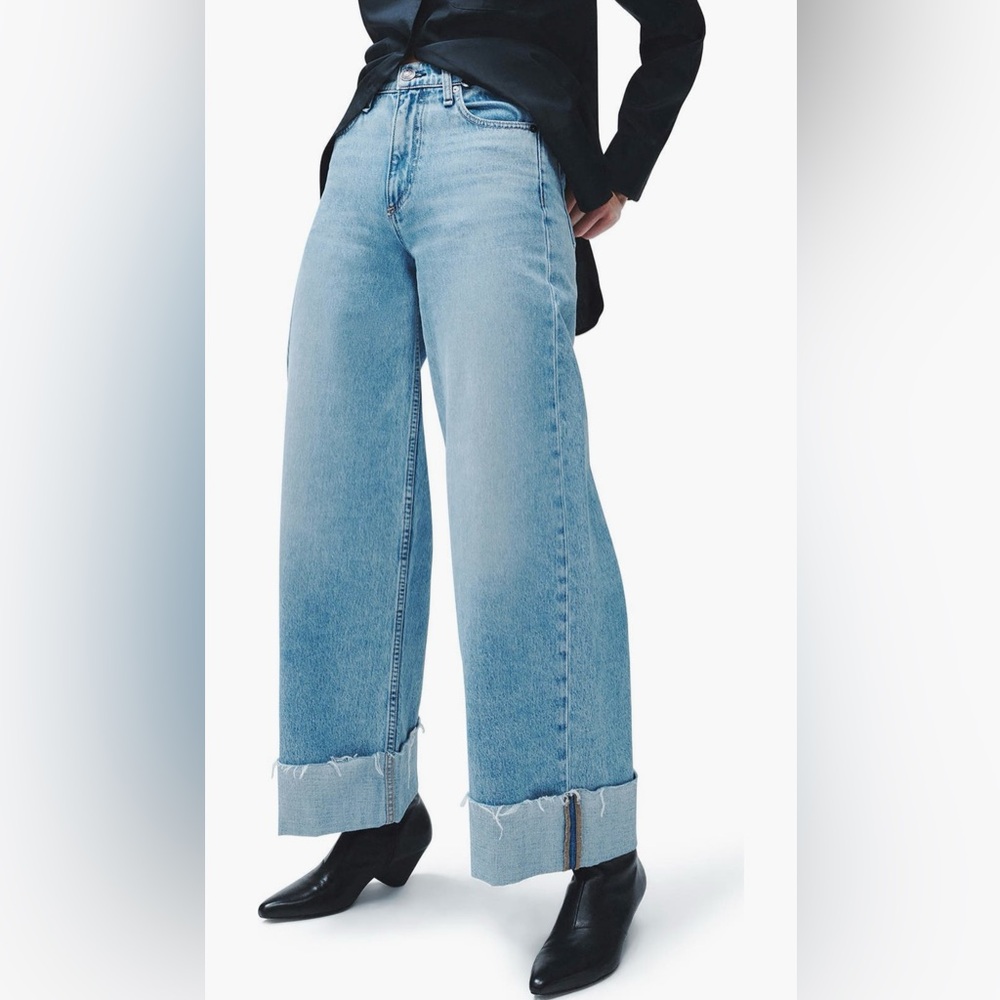 rag & bone Sophie Cuffed High Waist Wide-Leg Jean in Mari
